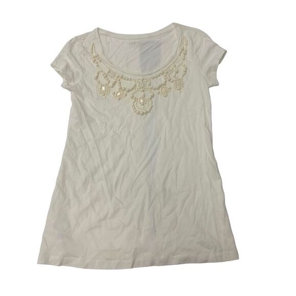 Ann Taylor Beaded Detail T-shirt - Picture 1 of 6